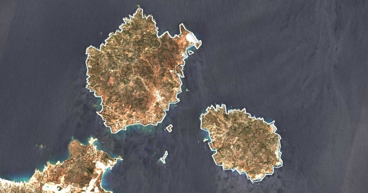 Satelitska snimka s ucrtanom granicom: Dímos Kimólou