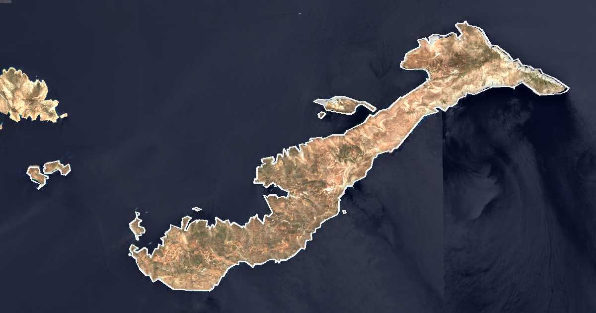 Satelitska snimka s ucrtanom granicom: Amorgos