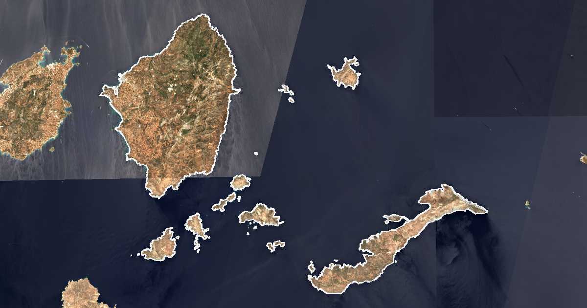 Satelitska snimka s ucrtanom granicom: Perifereiakí Enótita Náxou