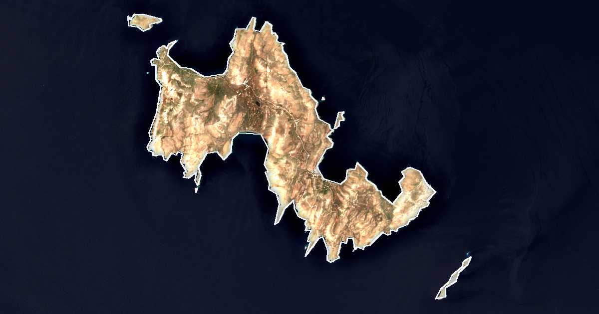 Satelitska snimka s ucrtanom granicom: Tilos