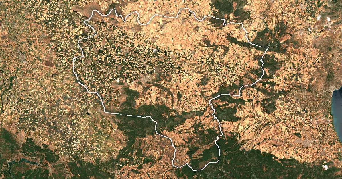 Satelitska snimka s ucrtanom granicom: Dímos Farsálon