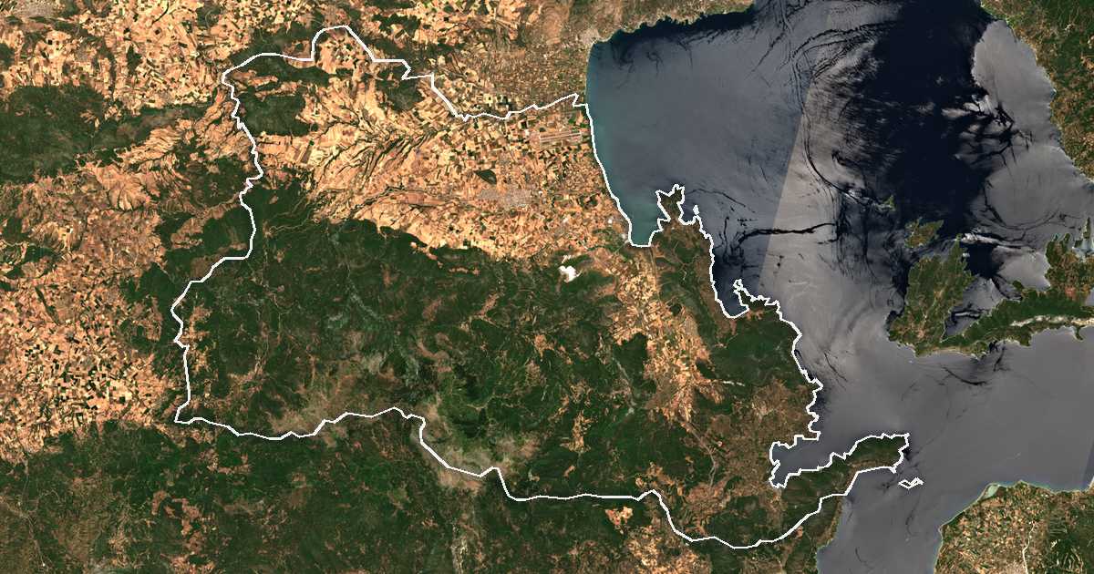 Satelitska snimka s ucrtanom granicom: Dímos Almyroú