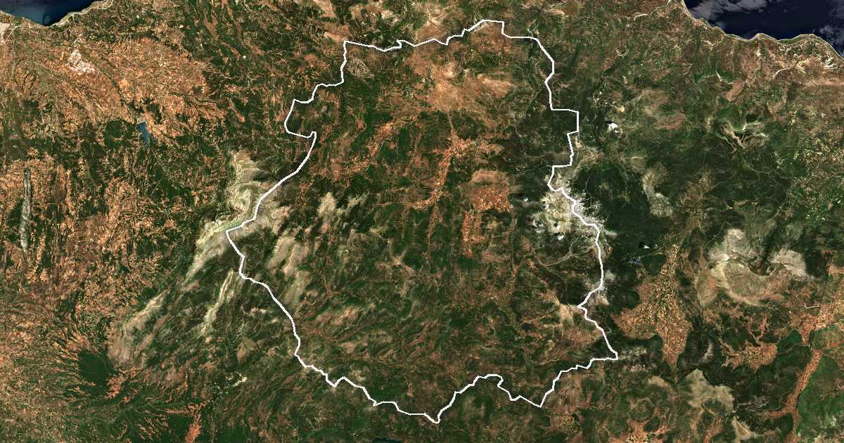 Satelitska snimka s ucrtanom granicom: Dímos Kalavrýton