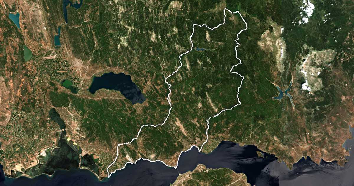 Satelitska snimka s ucrtanom granicom: Dímos Nafpaktías