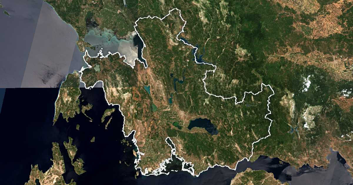 Satelitska snimka s ucrtanom granicom: Prefektura Etolija-Akarnija
