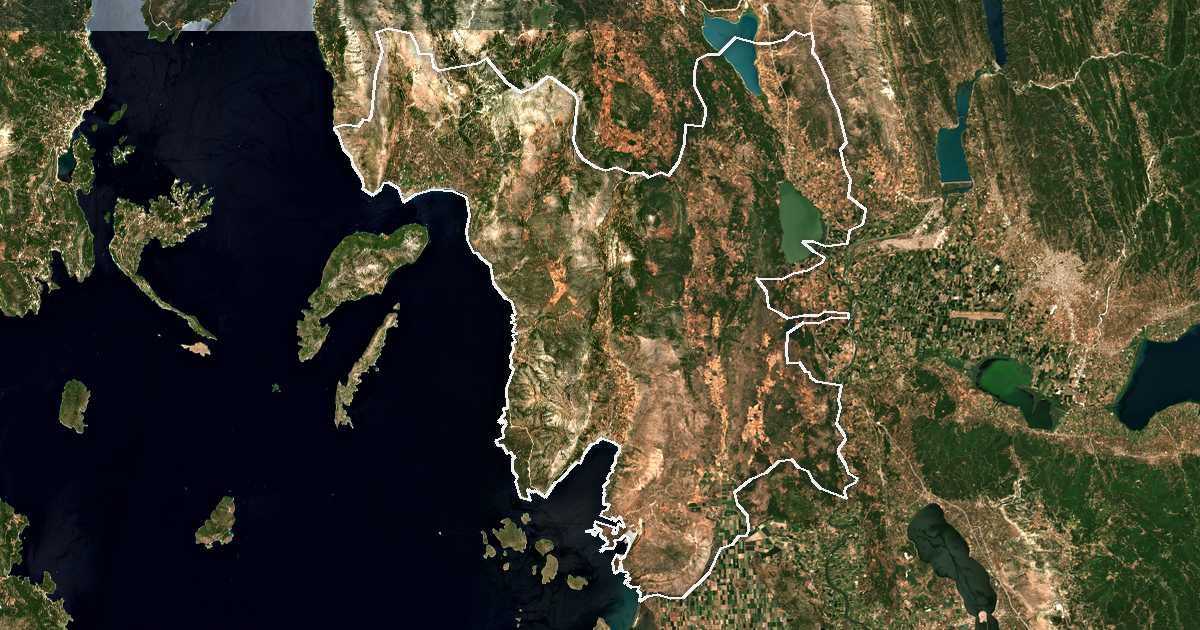 Satelitska snimka s ucrtanom granicom: Dímos Xiromérou