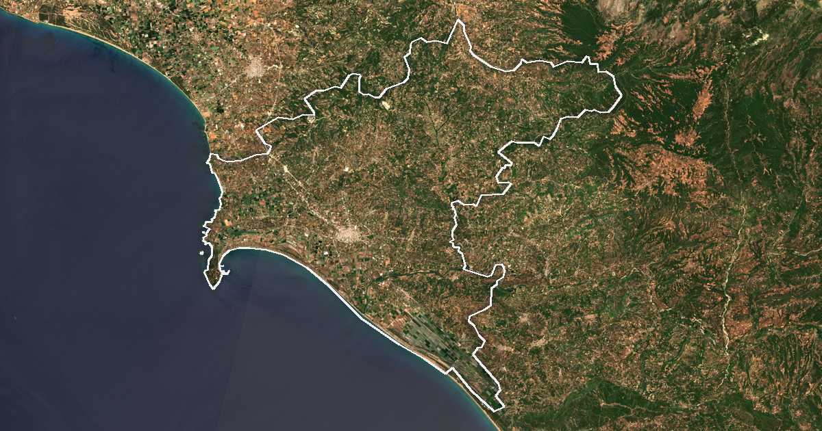 Satelitska snimka s ucrtanom granicom: Dímos Pýrgou