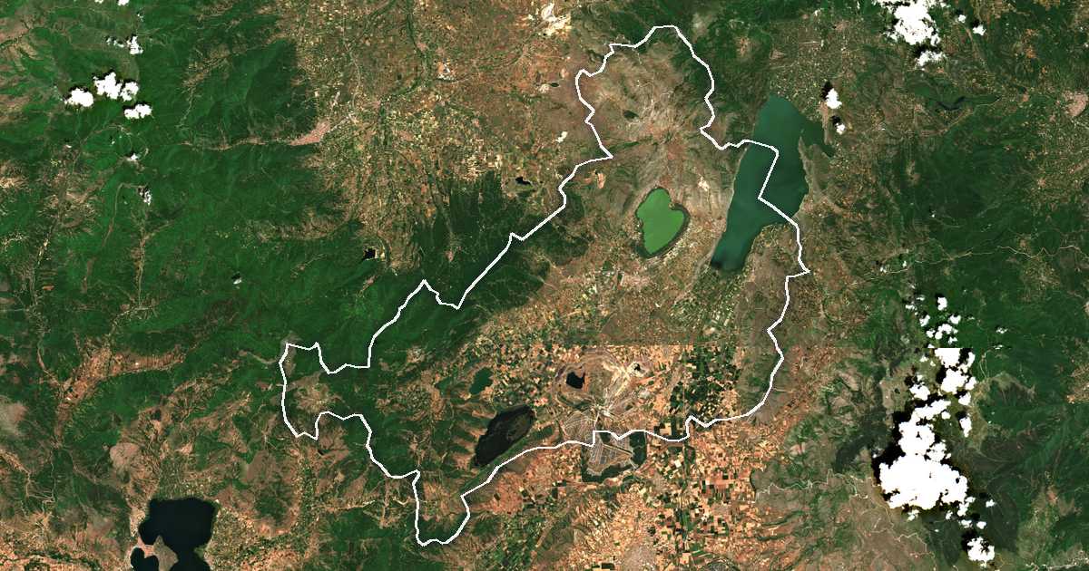 Satelitska snimka s ucrtanom granicom: Dímos Amyntaíou