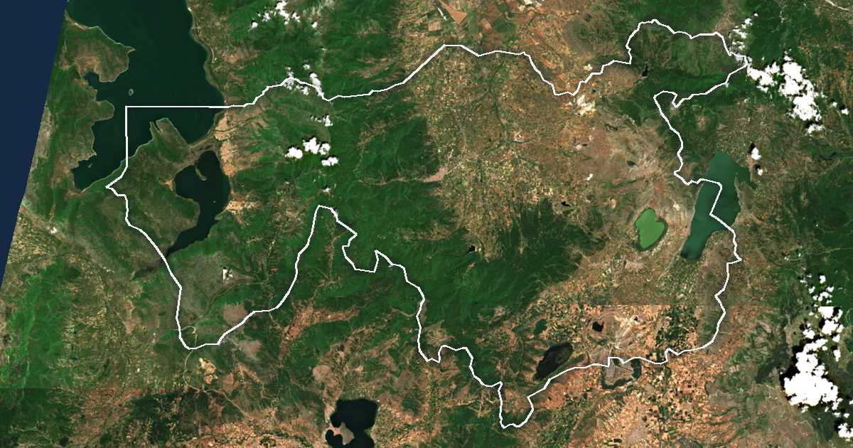 Satelitska snimka s ucrtanom granicom: Prefektura Florina