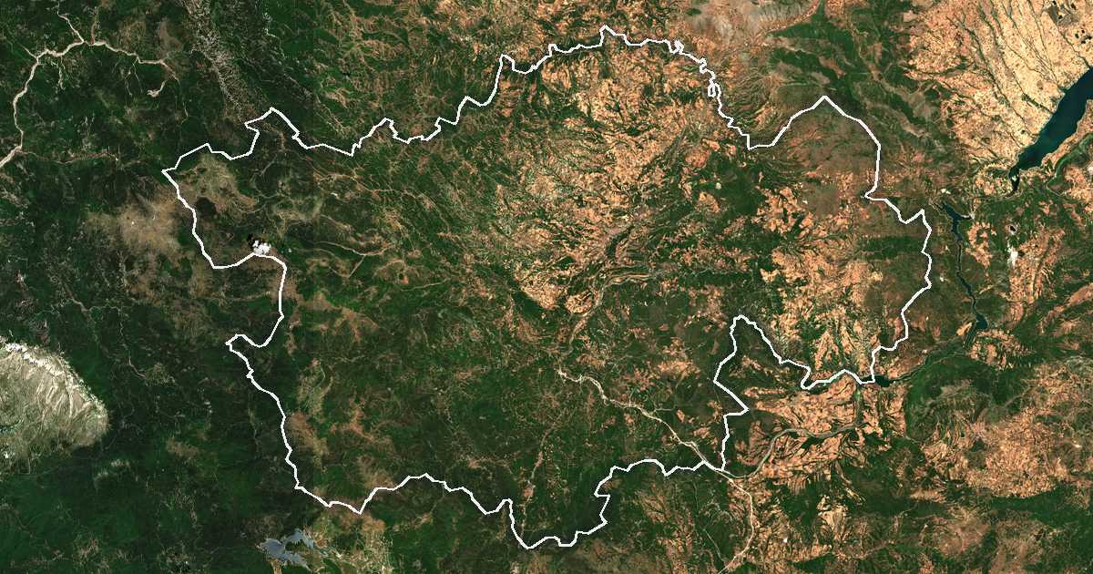 Satelitska snimka s ucrtanom granicom: Dímos Grevenón