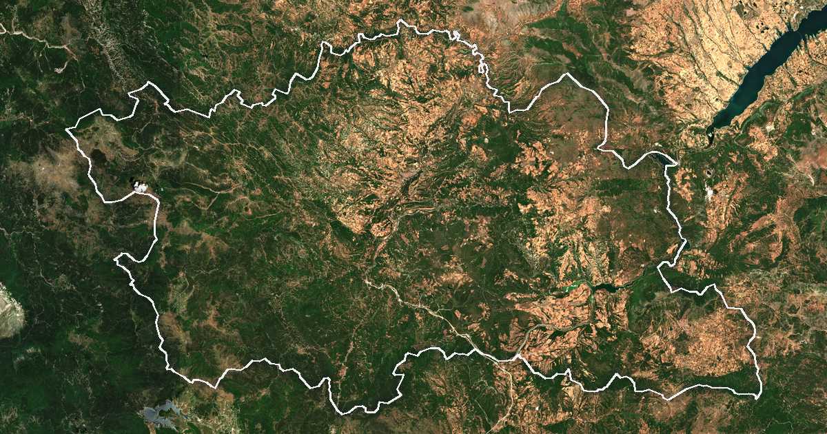Satelitska snimka s ucrtanom granicom: Prefektura Grevena