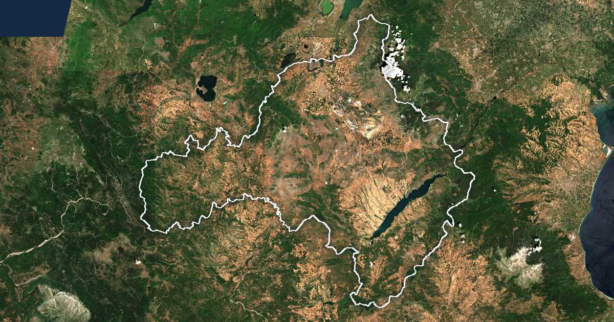 Satelitska snimka s ucrtanom granicom: Prefektura Kozani