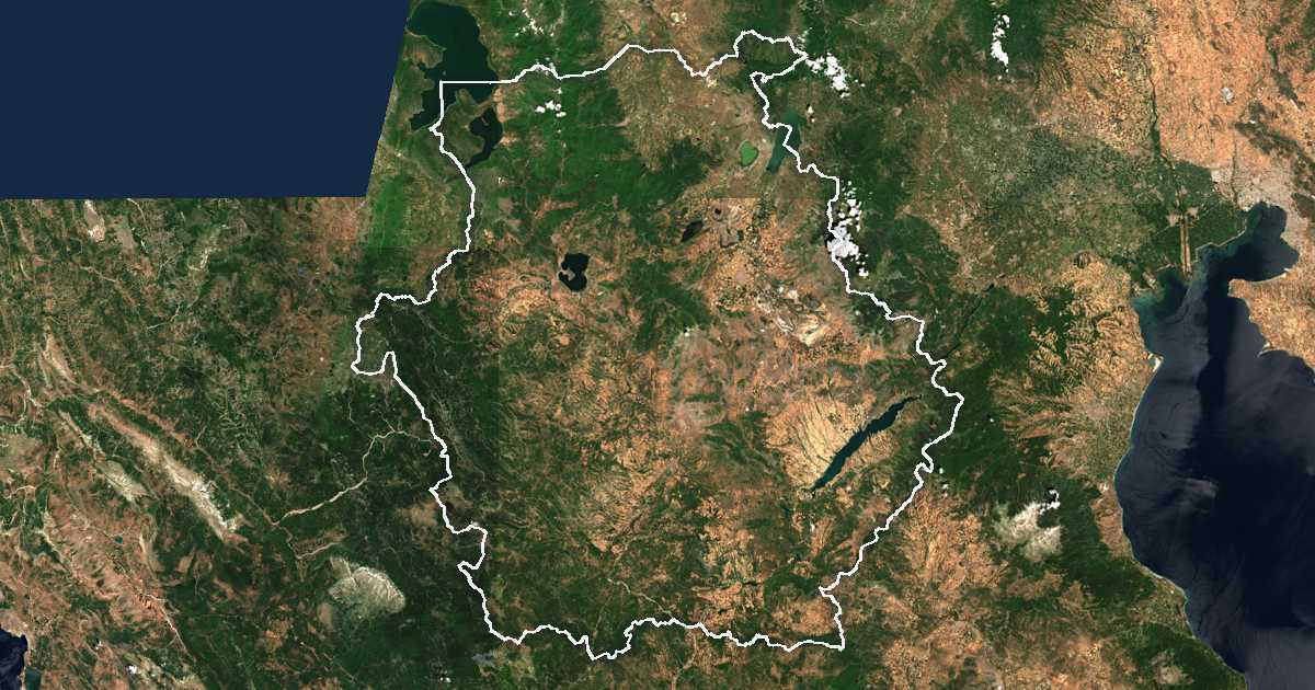 Satelitska snimka s ucrtanom granicom: Periferija Zapadna Makedonija